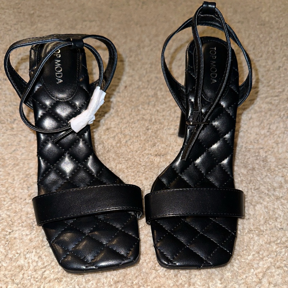 Black chunky heel sandals